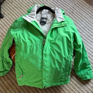 The North Face Bright Green Hooded Kids Rain Jacket